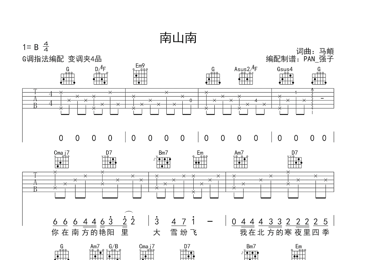 南山南吉他谱预览图