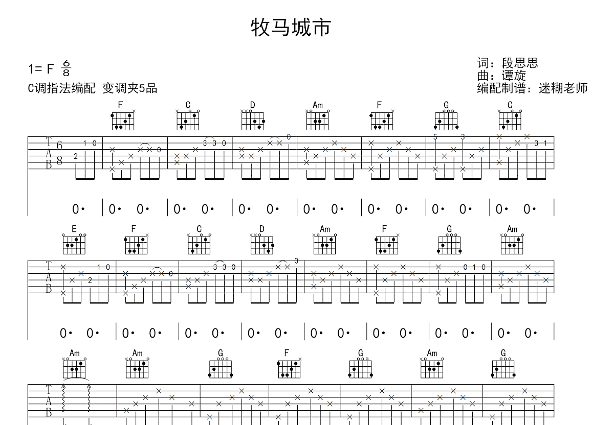牧马城市吉他谱预览图
