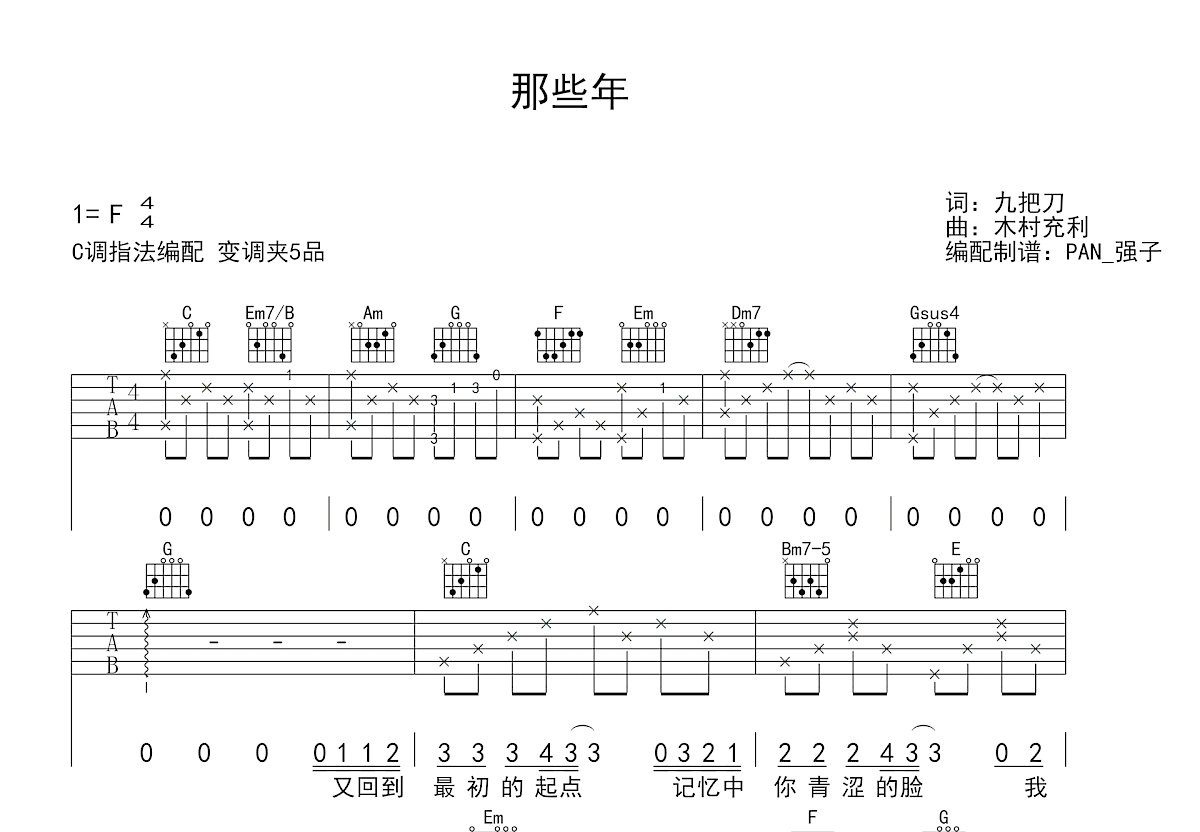 那些年吉他谱预览图