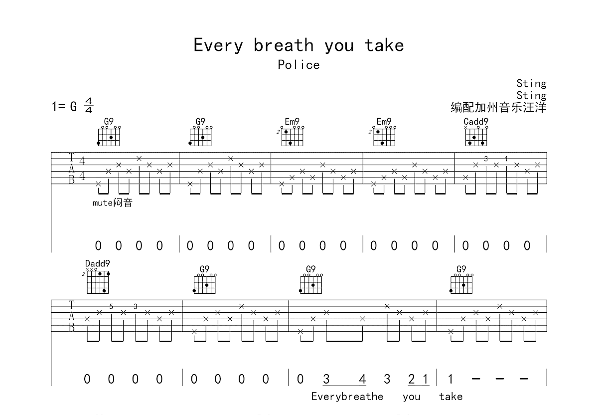 Every breath you take吉他谱预览图