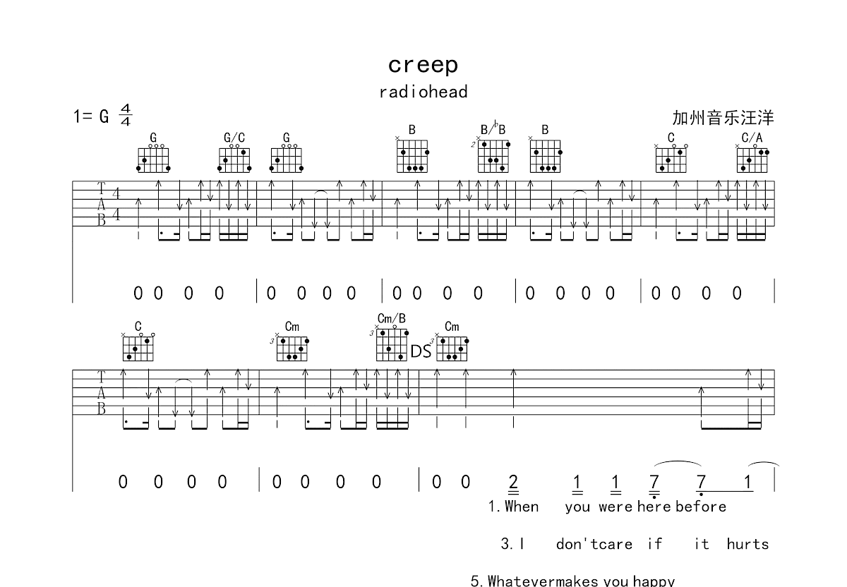 Creep吉他谱预览图