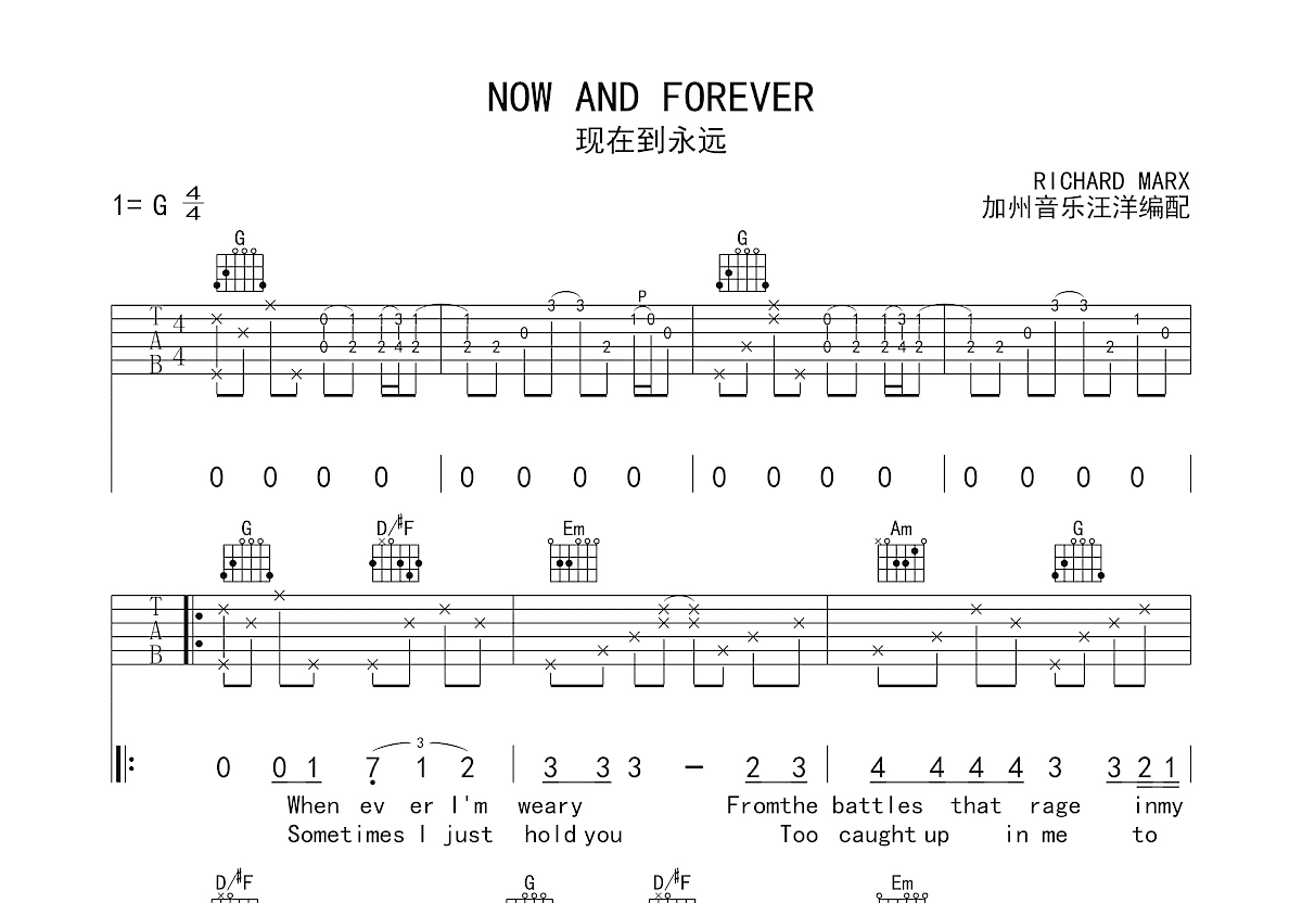 NOW AND FOREVER吉他谱预览图