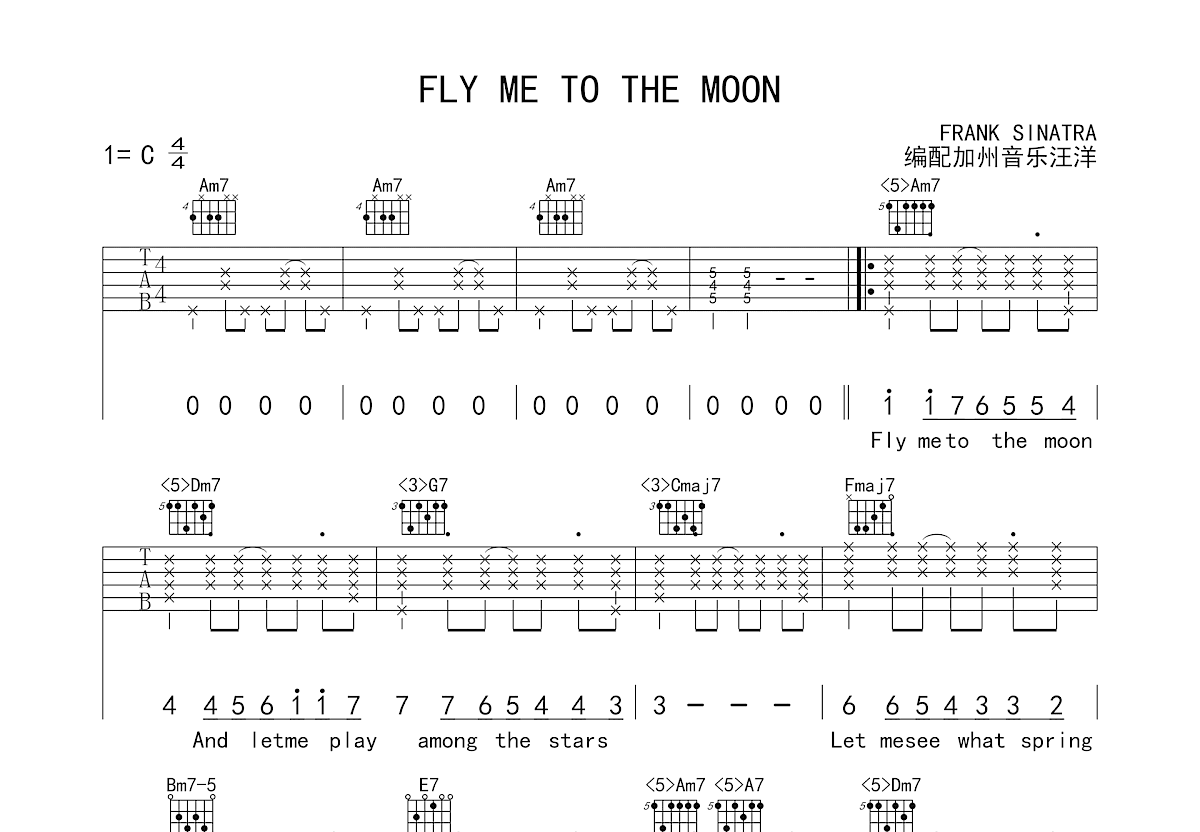 FLY ME TO THE MOON吉他谱预览图