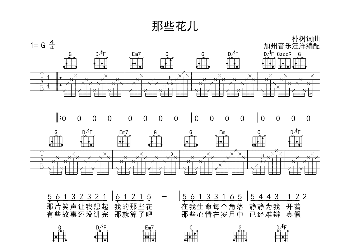 那些花儿吉他谱预览图