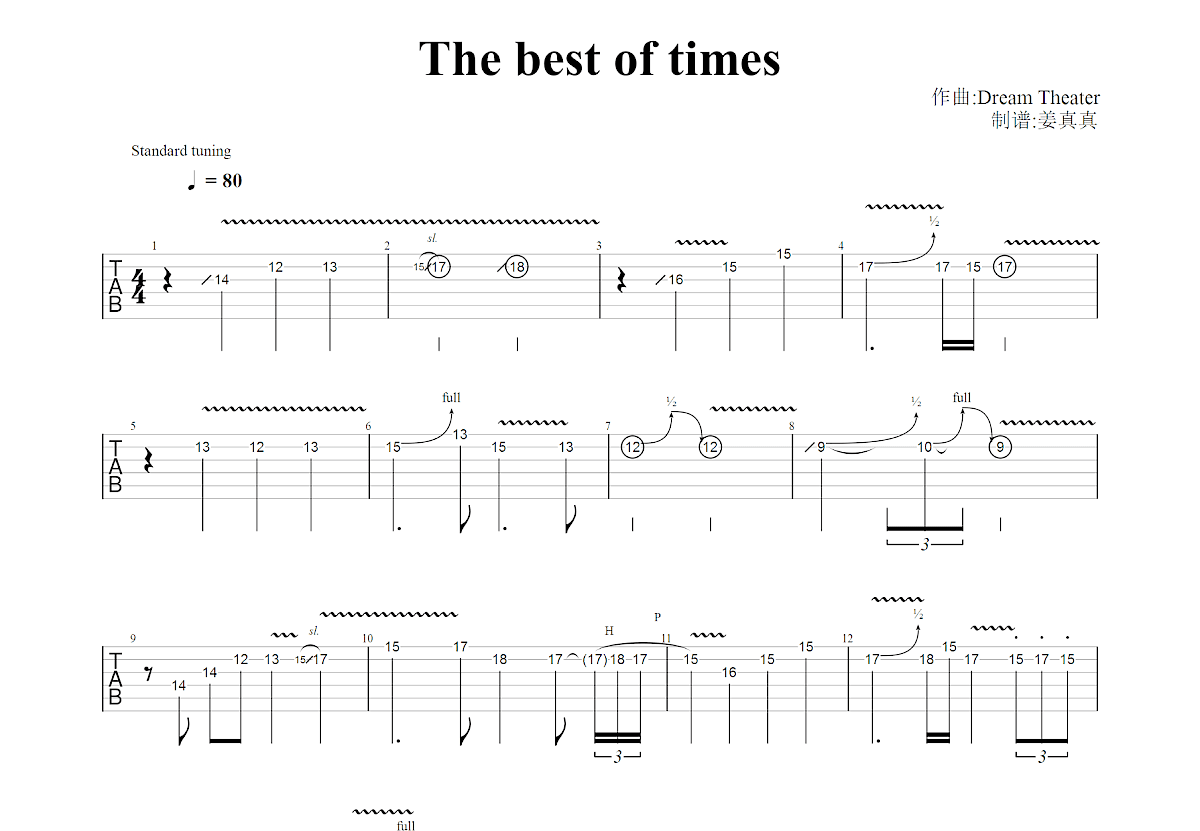 The best of times吉他谱预览图