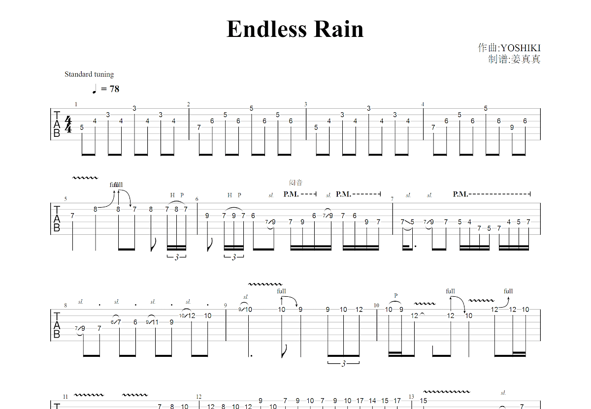 Endless Rain吉他谱预览图