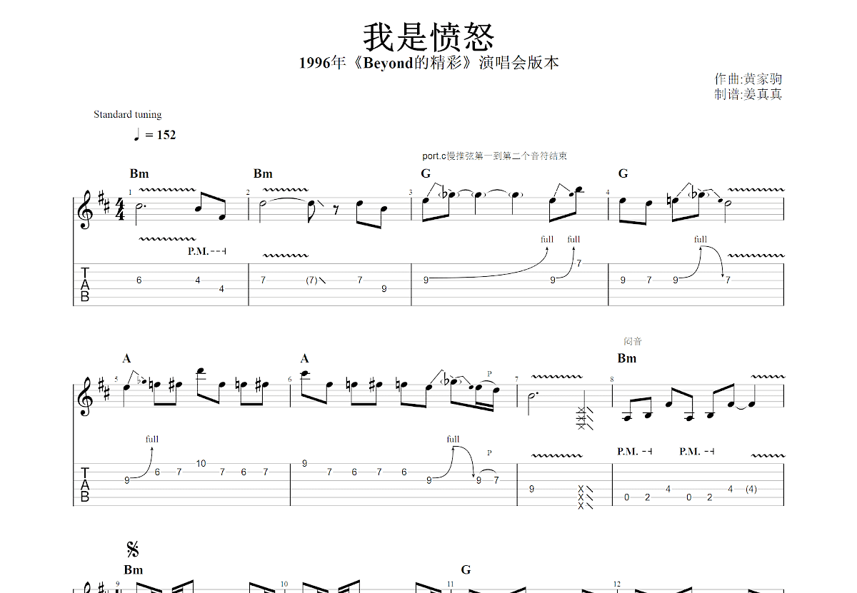 我是愤怒吉他谱预览图