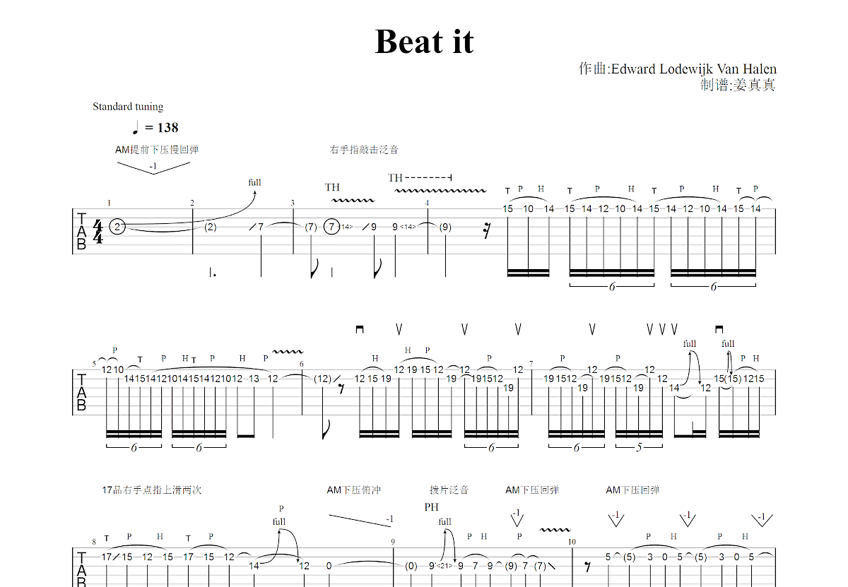 Beat It吉他谱预览图