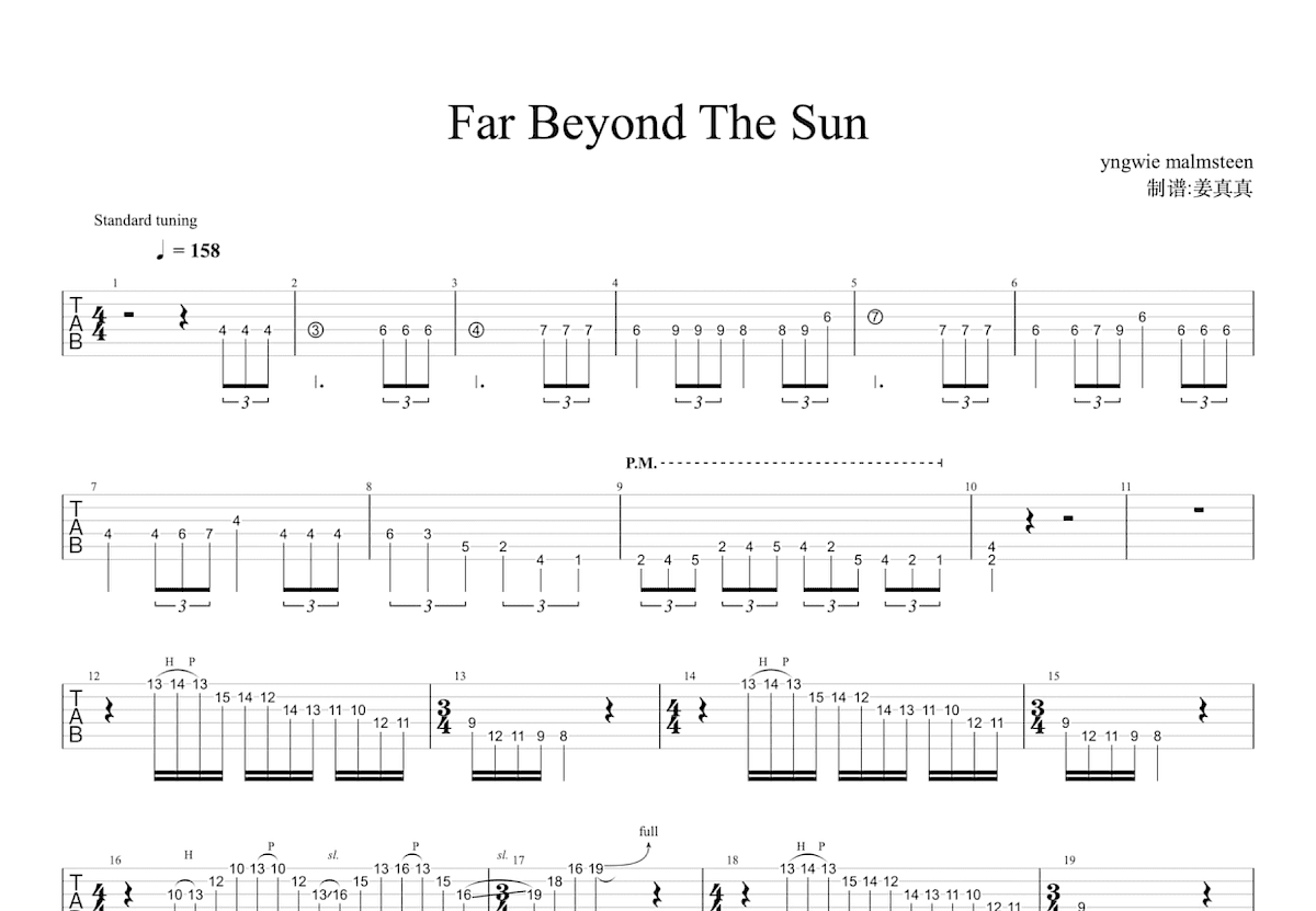 Far Beyond The Sun吉他谱预览图