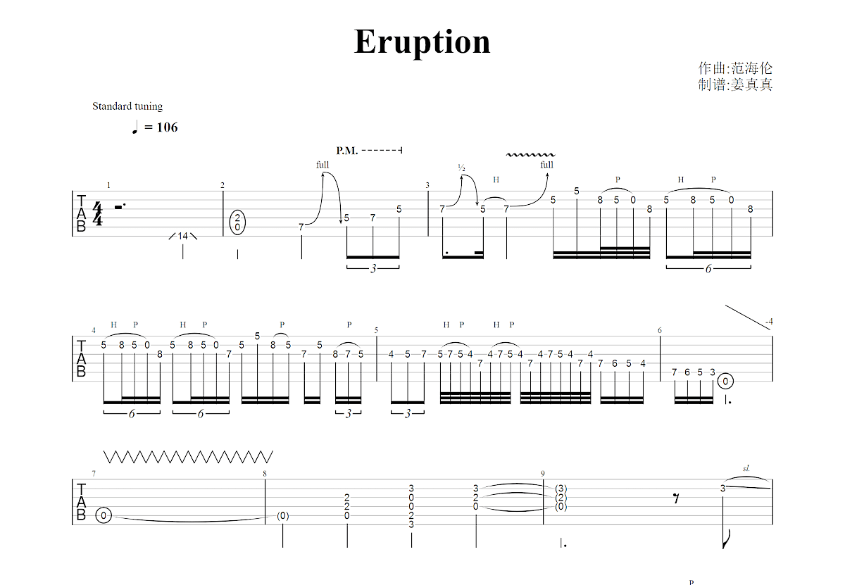 Eruption吉他谱预览图