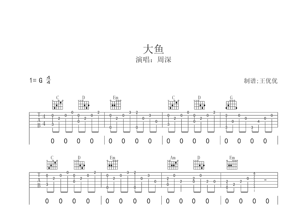 大鱼吉他谱预览图