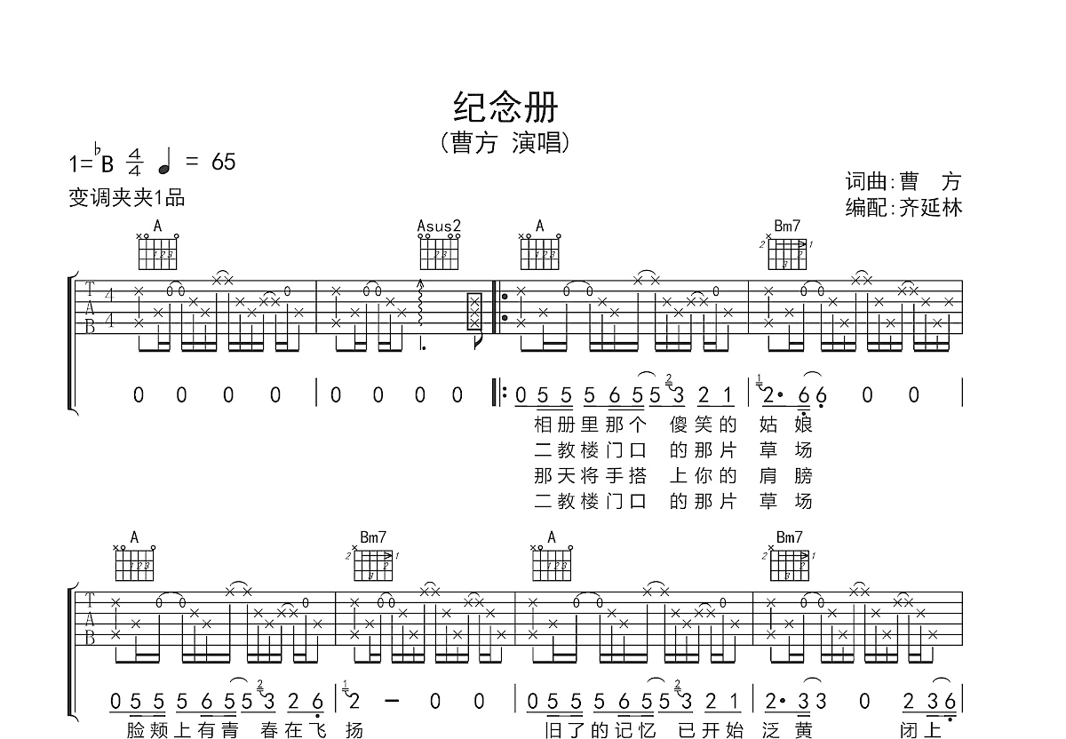 纪念册吉他谱预览图