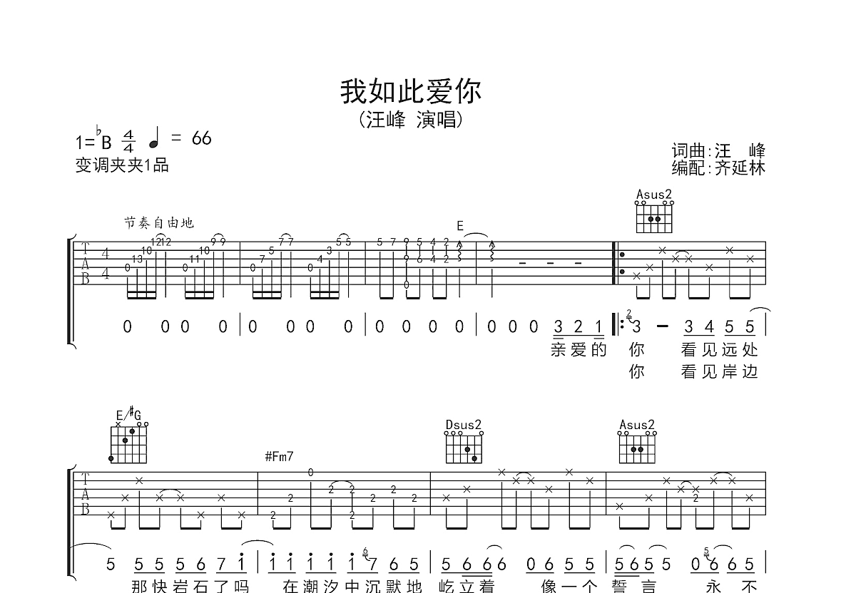 我如此爱你吉他谱预览图