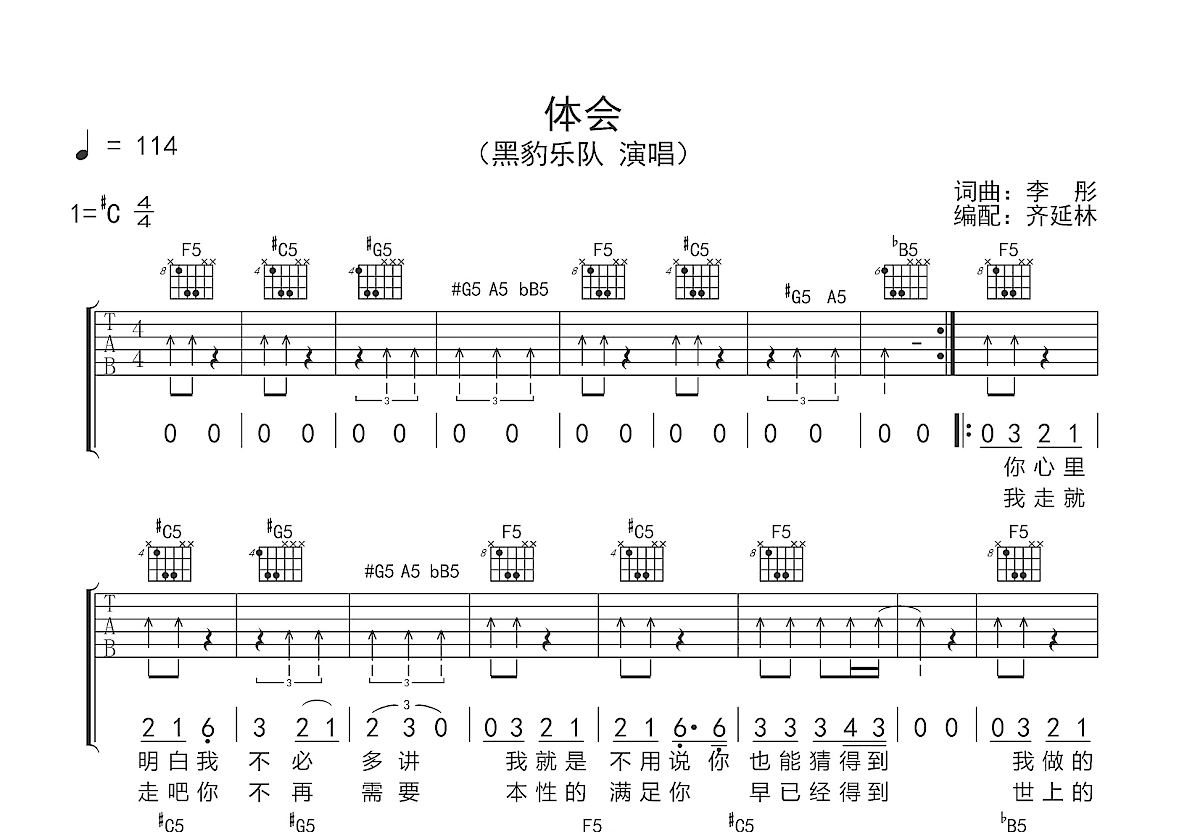 体会吉他谱预览图