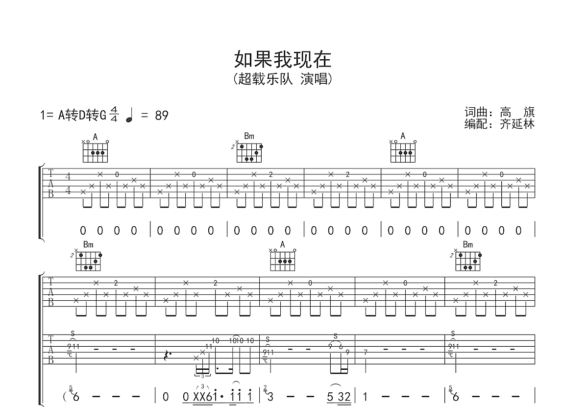 如果我现在吉他谱预览图