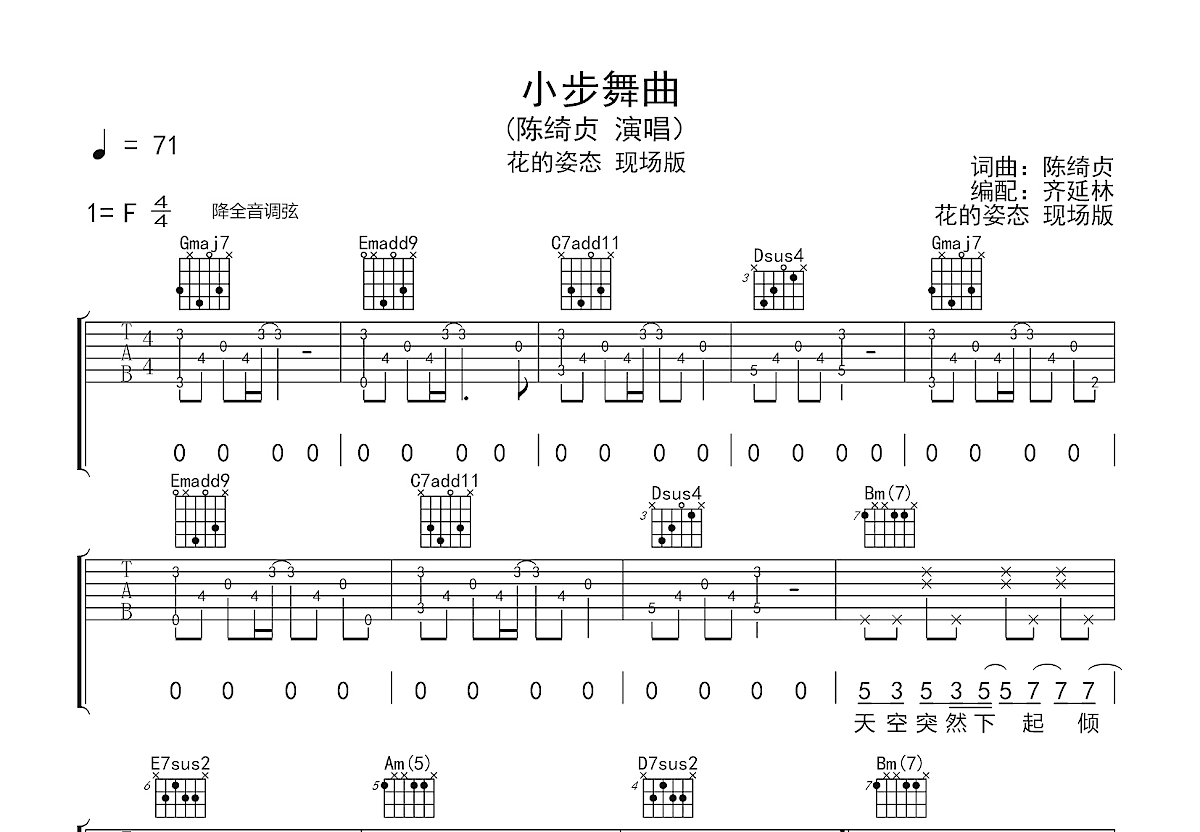 小步舞曲吉他谱预览图