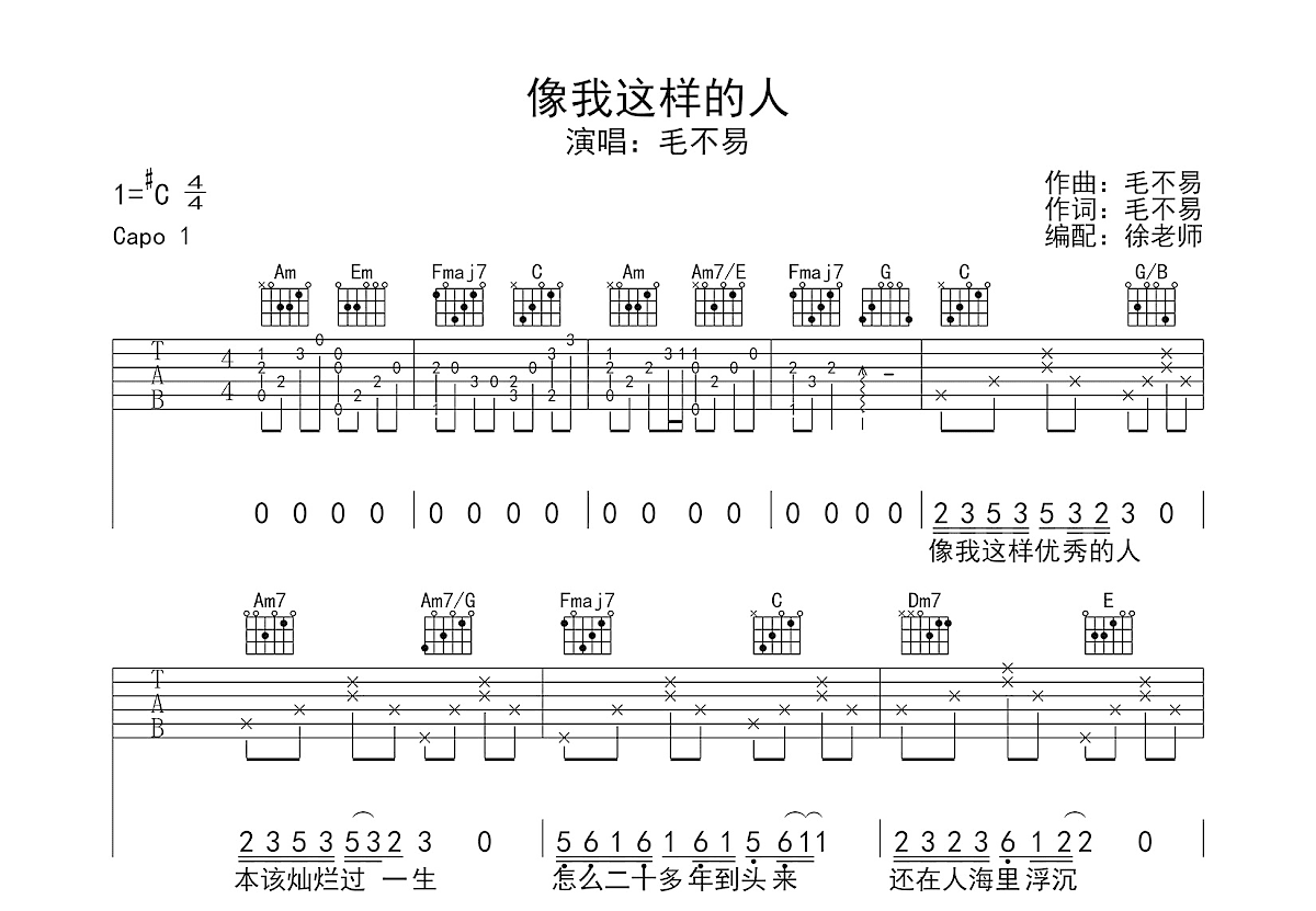 像我这样的人吉他谱预览图