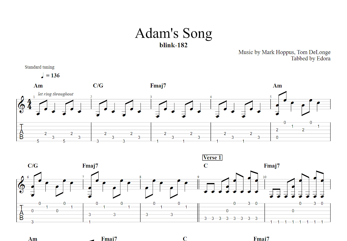 Adam's Song吉他谱预览图