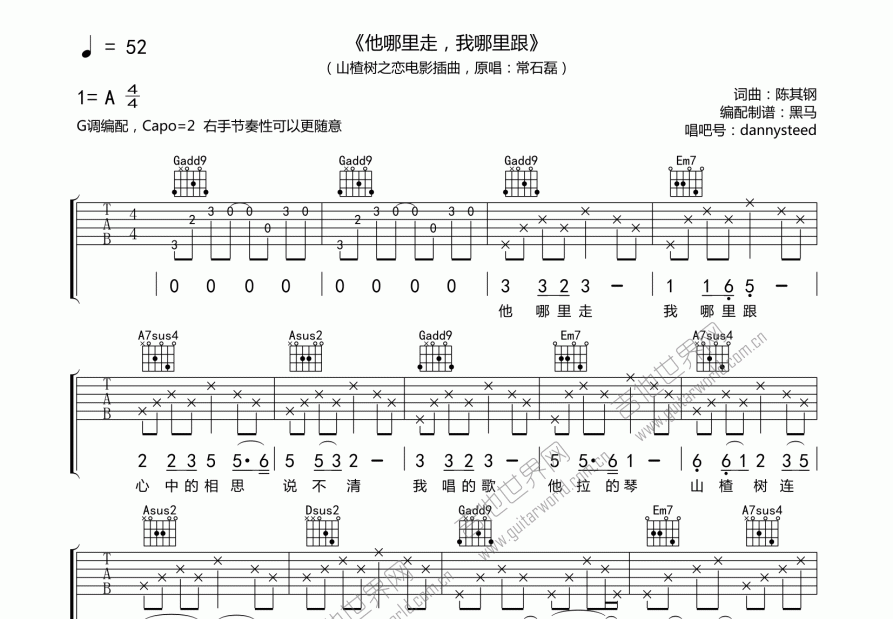 他那里走，我哪里跟吉他谱预览图