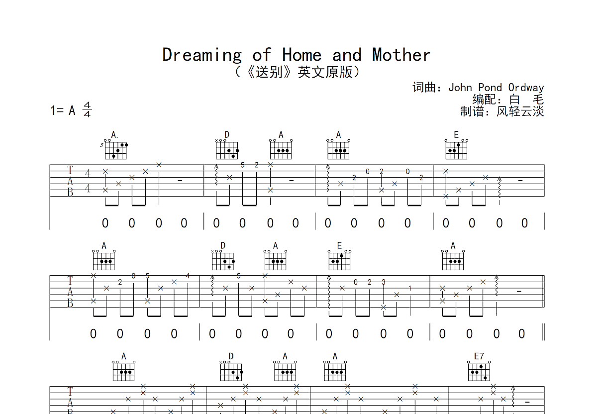 Dreaming of Home and Mother吉他谱预览图