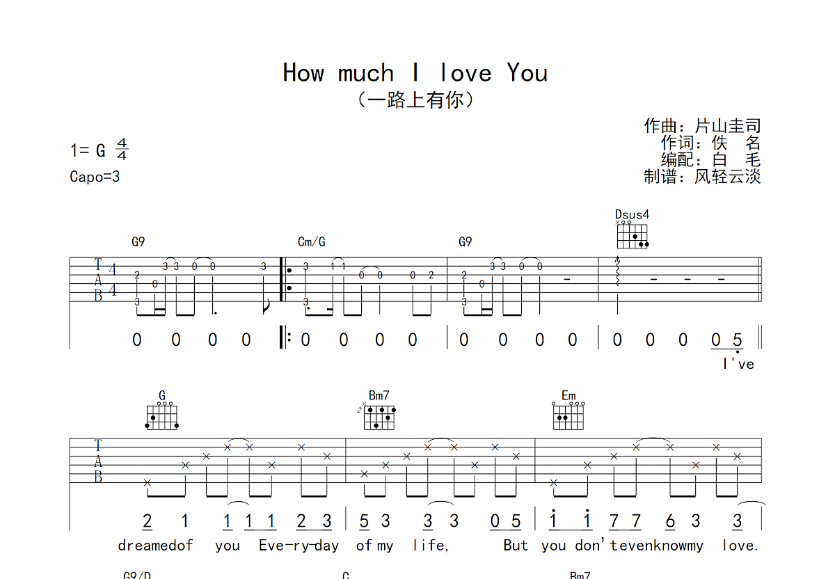 How much I love You吉他谱预览图