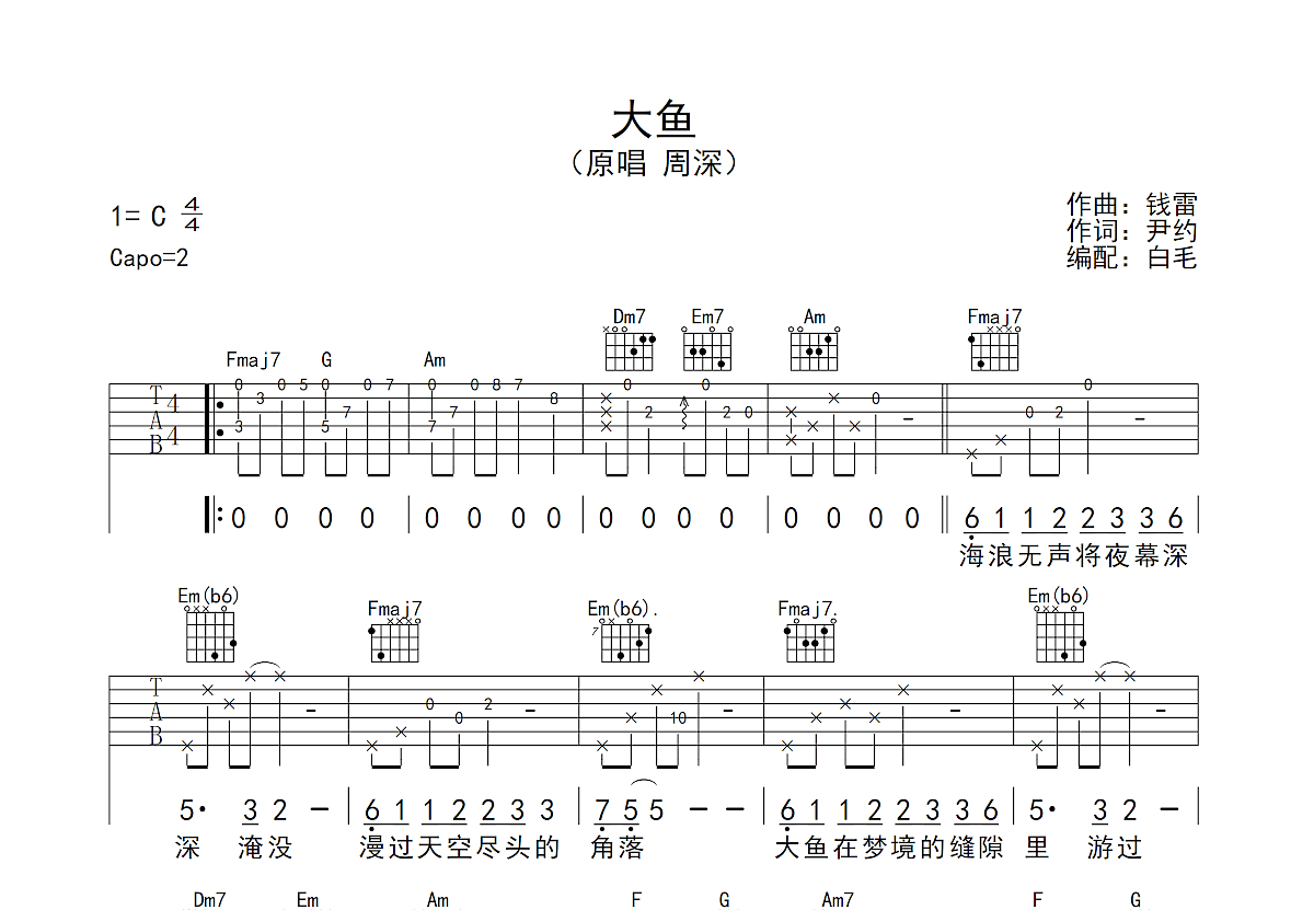 大鱼吉他谱预览图