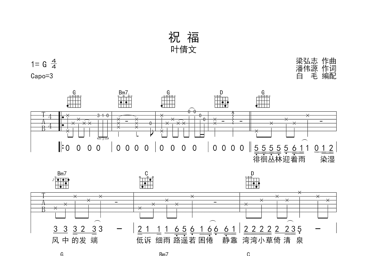 祝福吉他谱预览图