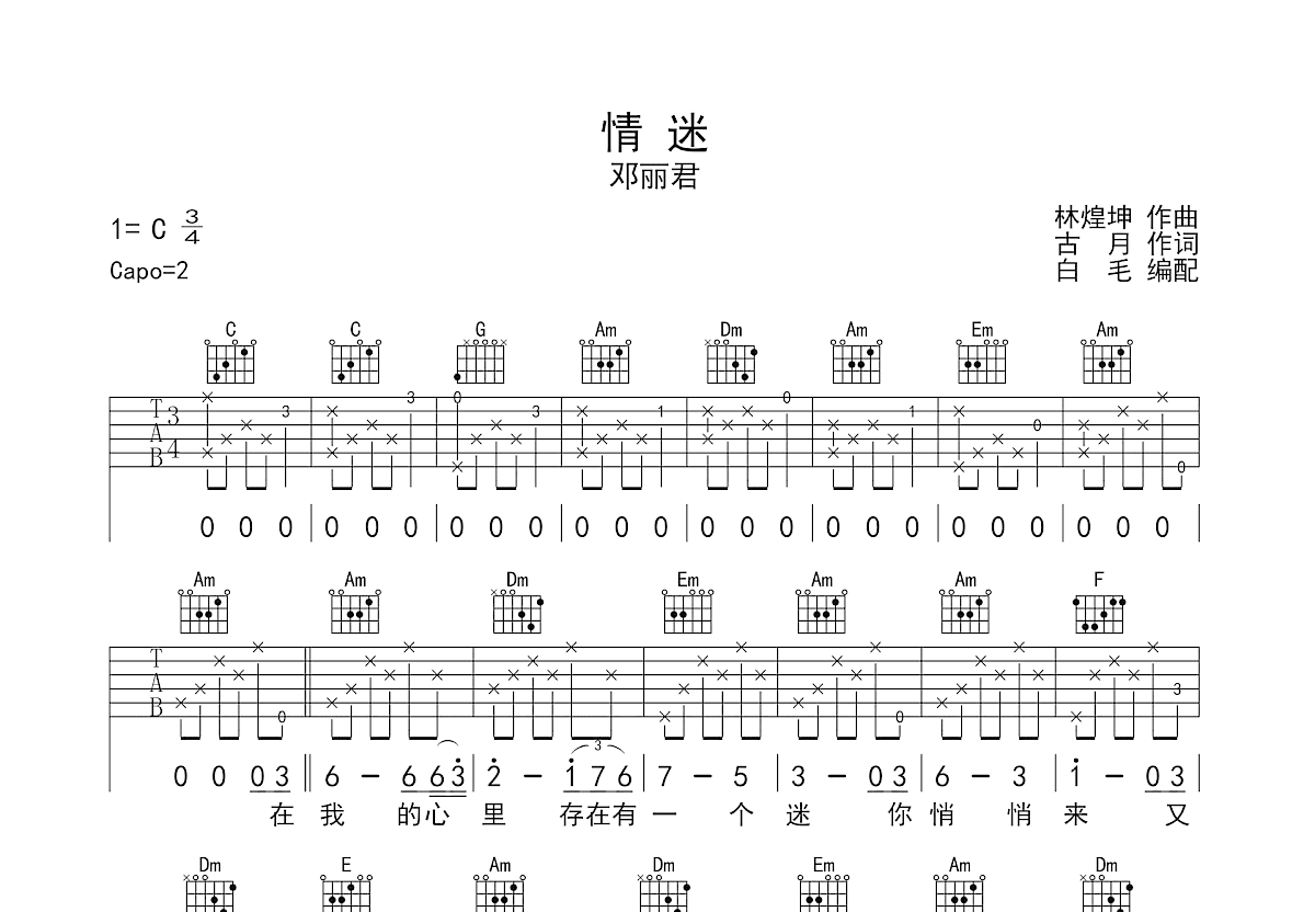 情迷吉他谱预览图