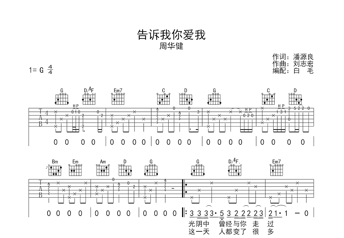 告诉我你爱我吉他谱预览图