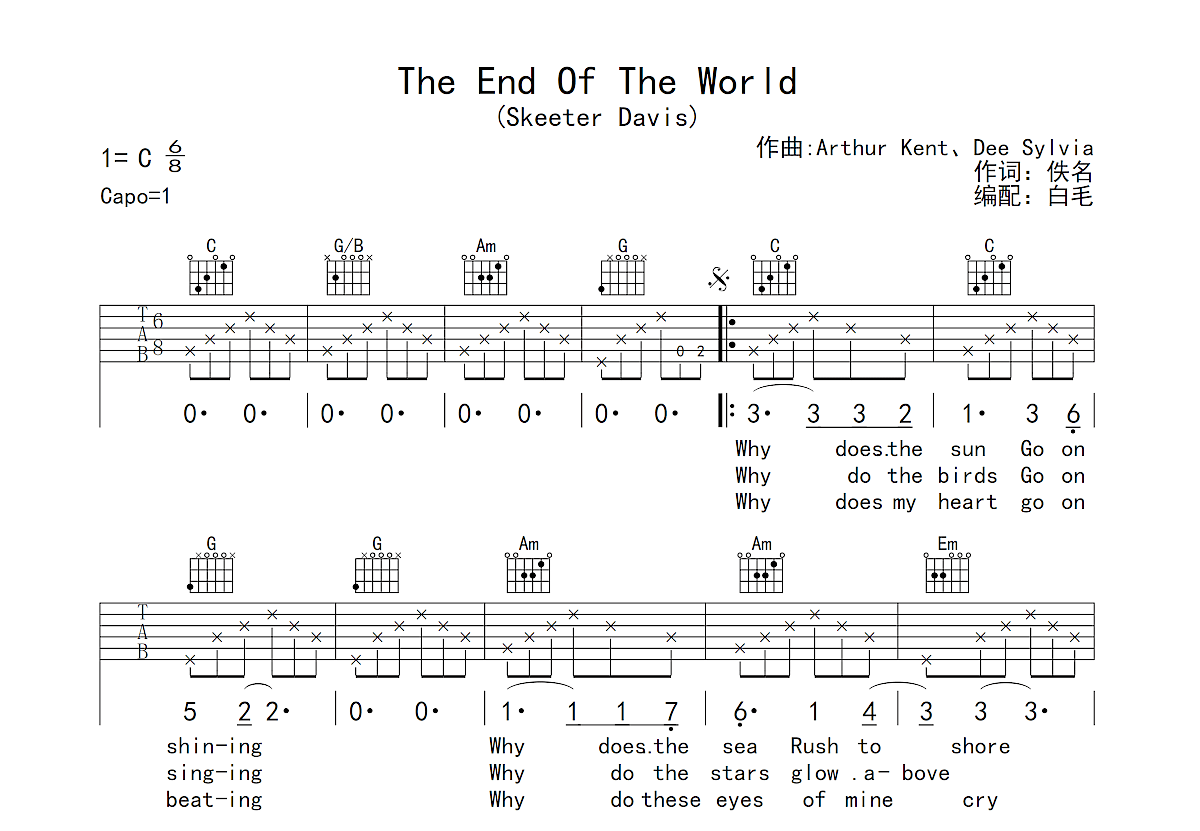 The end of the world吉他谱预览图