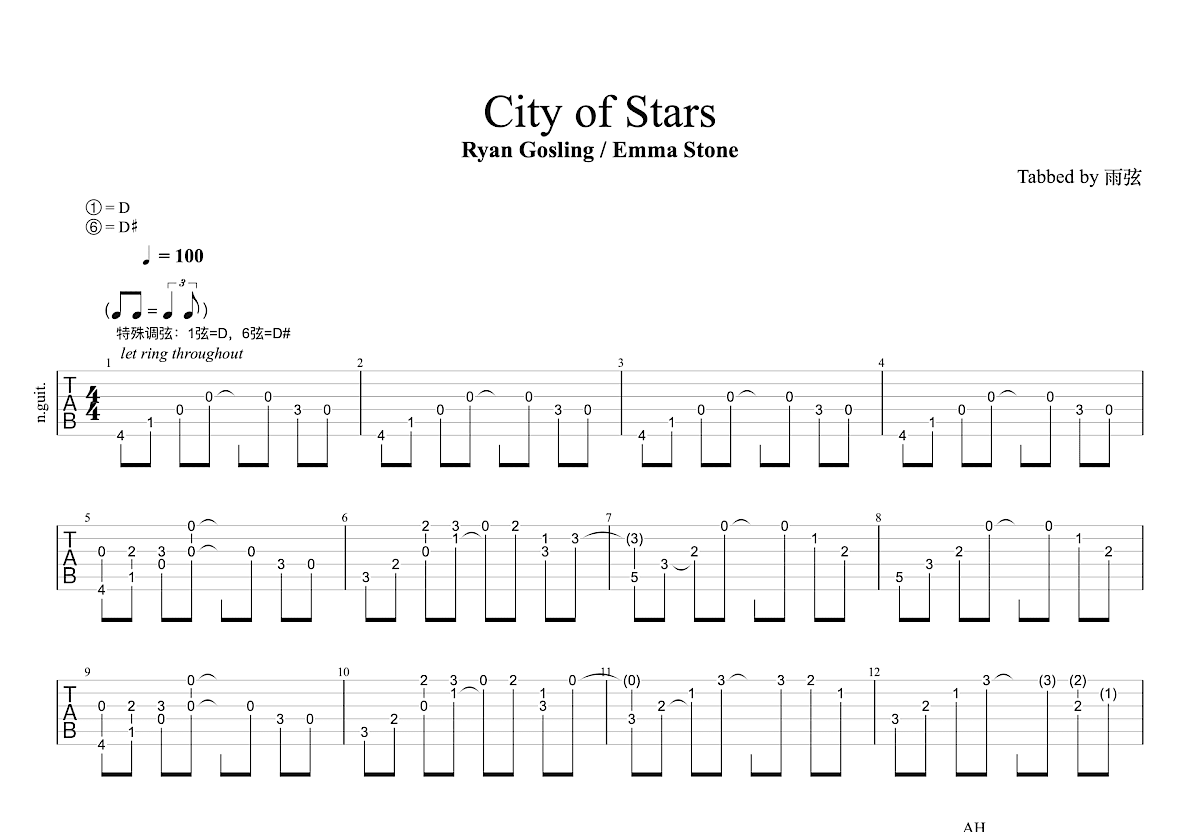 City of Stars吉他谱预览图