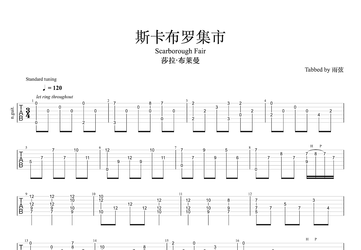 斯卡布罗集市吉他谱预览图