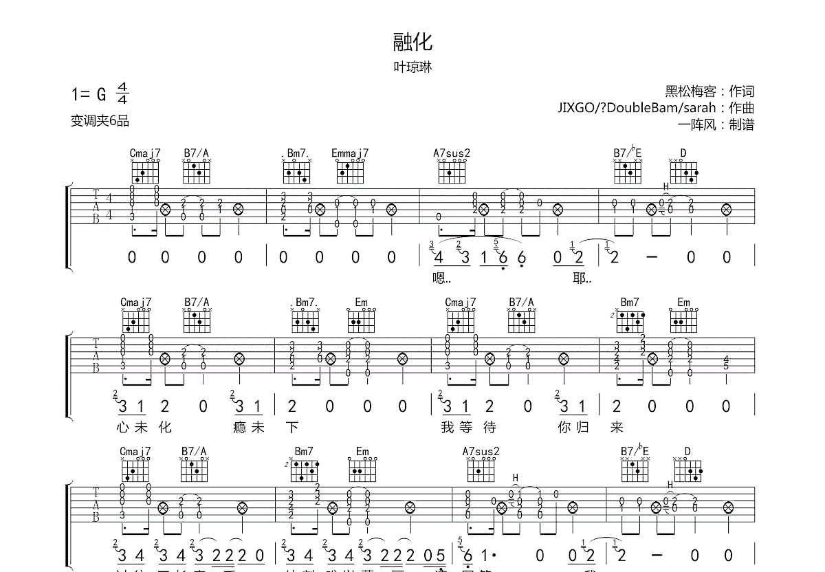 融化吉他谱预览图