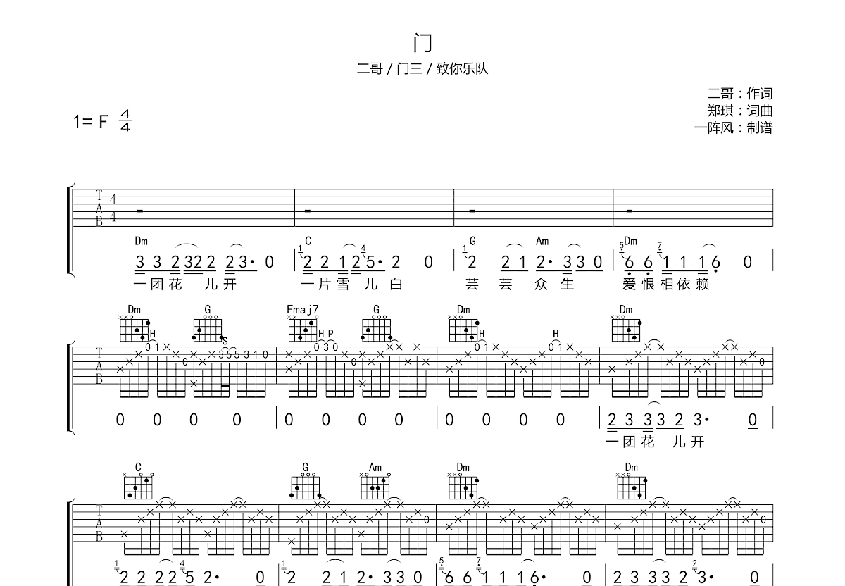 门吉他谱预览图