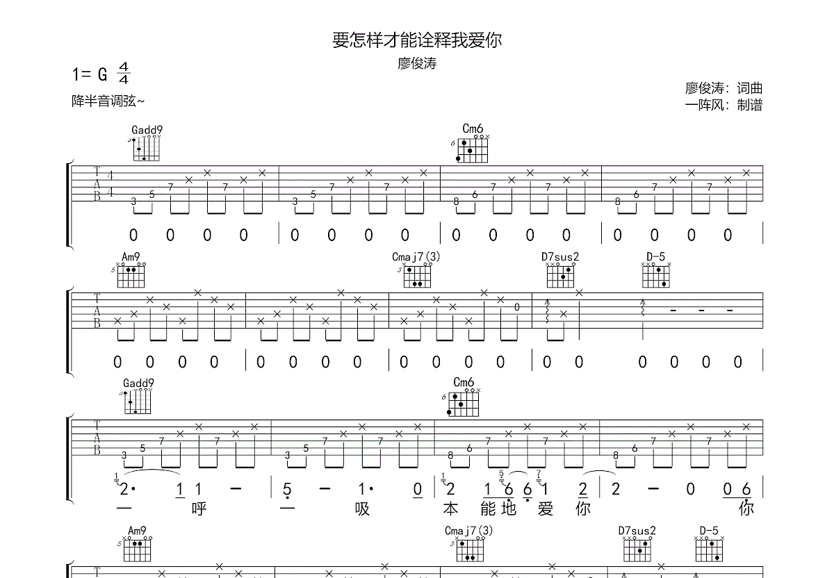 要怎样才能诠释我爱你吉他谱预览图