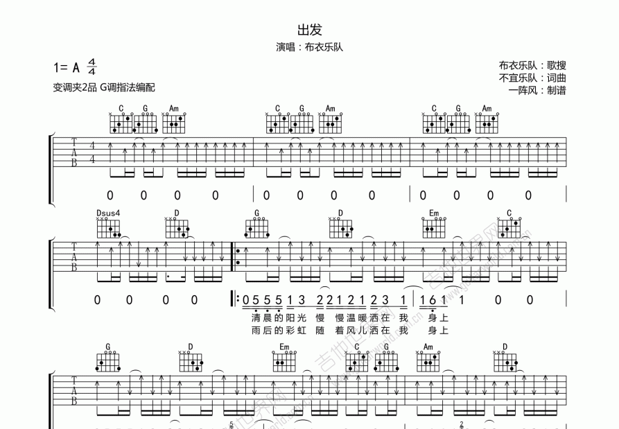 出发吉他谱预览图