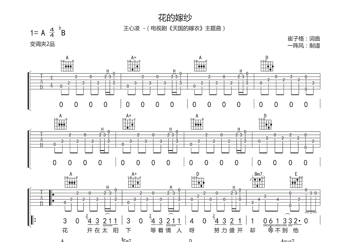 花的嫁纱吉他谱预览图
