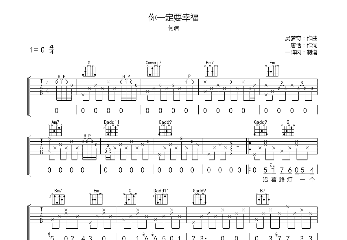 你一定要幸福吉他谱预览图