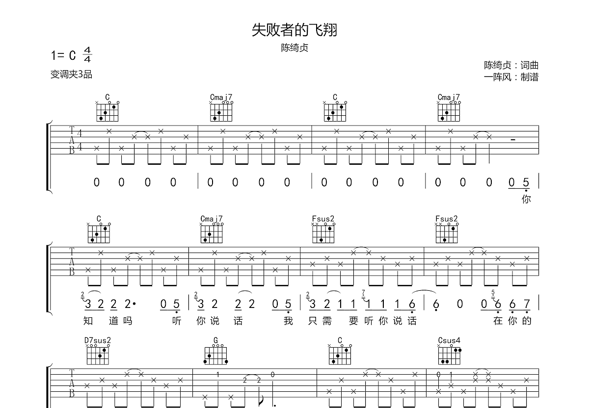 失败者的飞翔吉他谱预览图