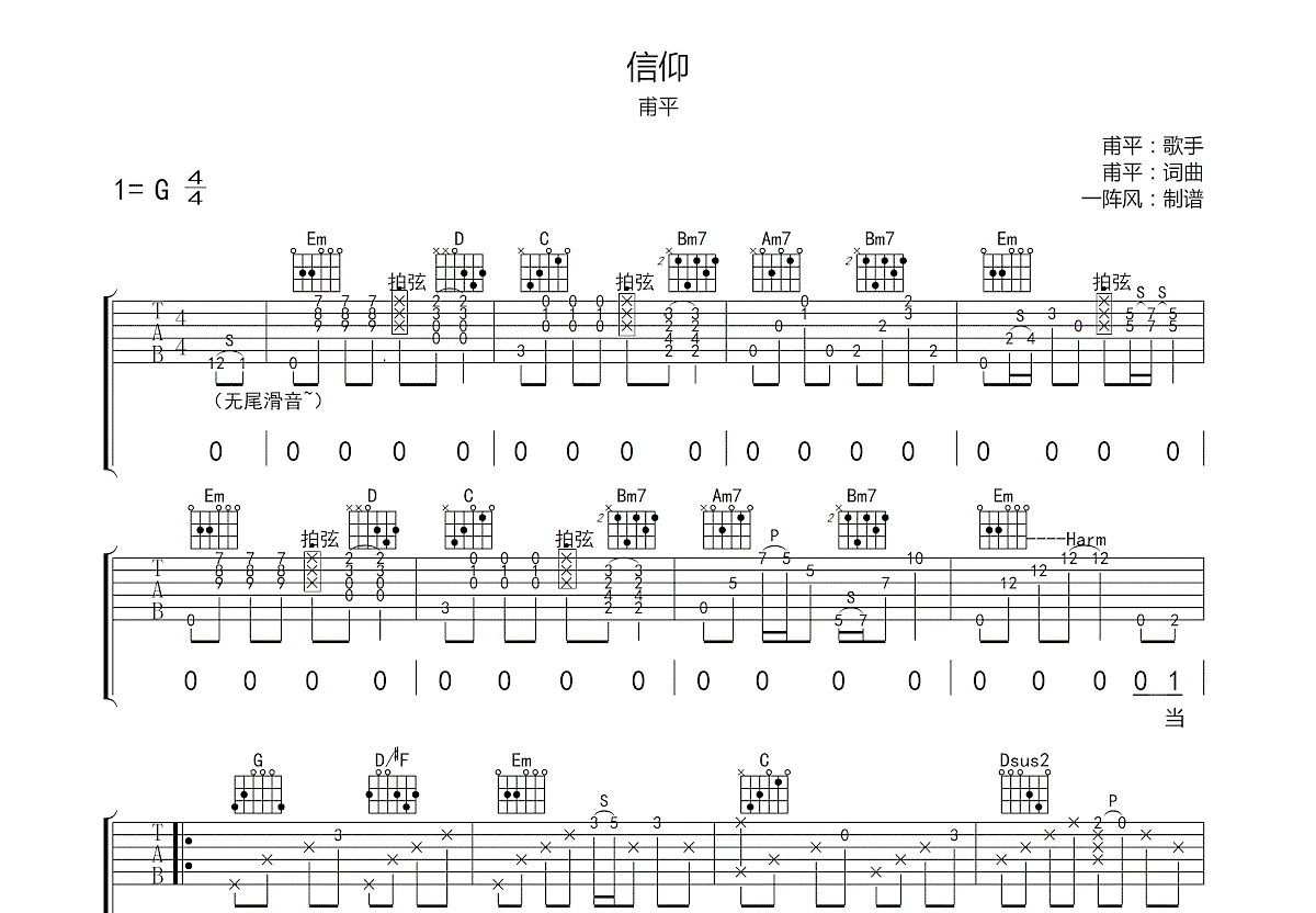 信仰吉他谱预览图