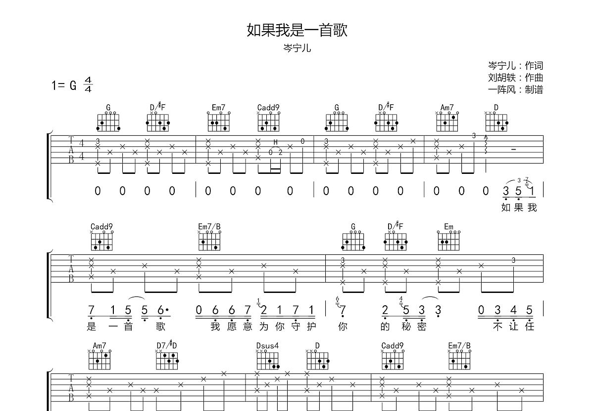 如果我是一首歌吉他谱预览图