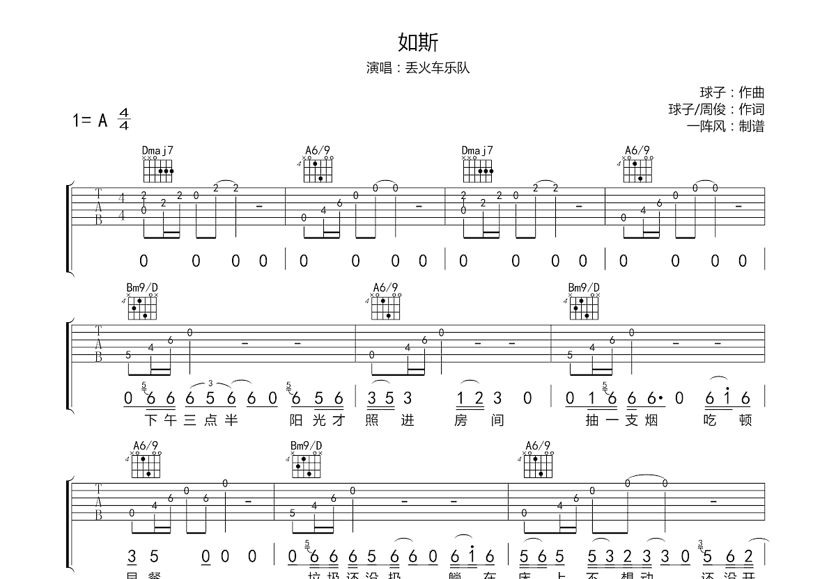 如斯吉他谱预览图