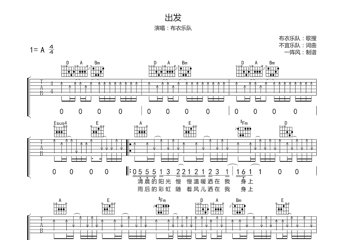 出发吉他谱预览图