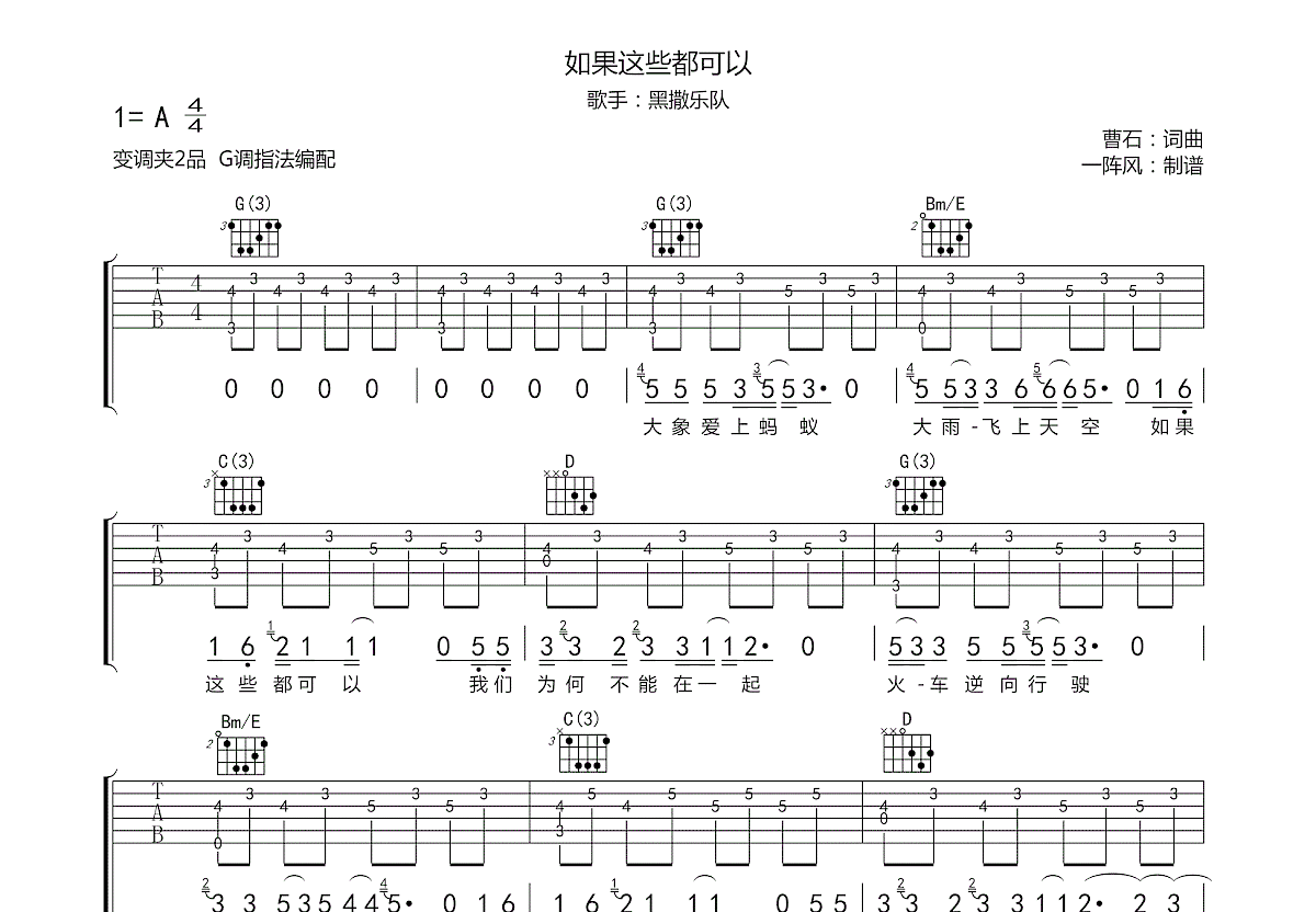 如果这些都可以吉他谱预览图