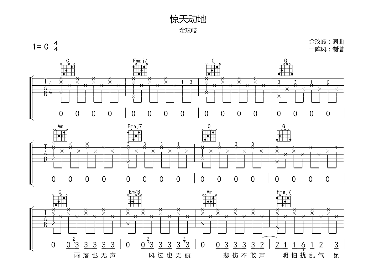 惊天动地吉他谱预览图