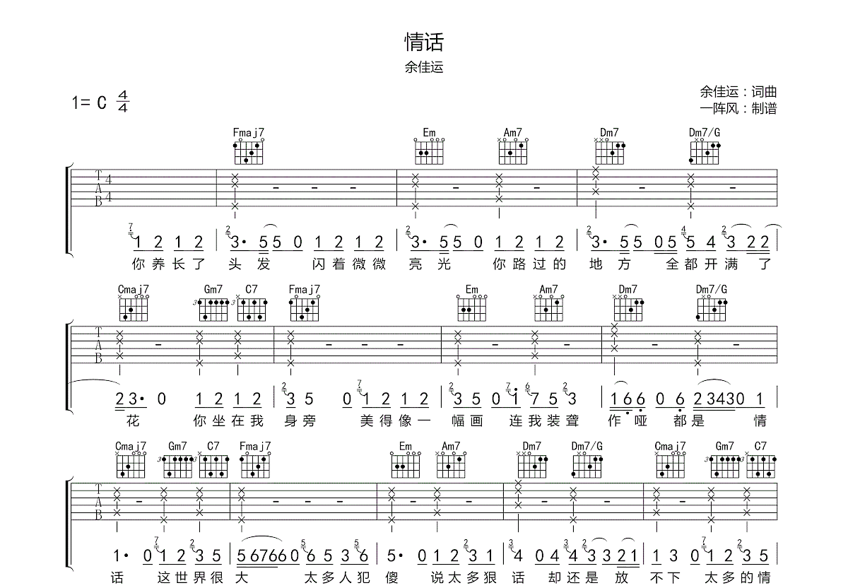 情话吉他谱预览图