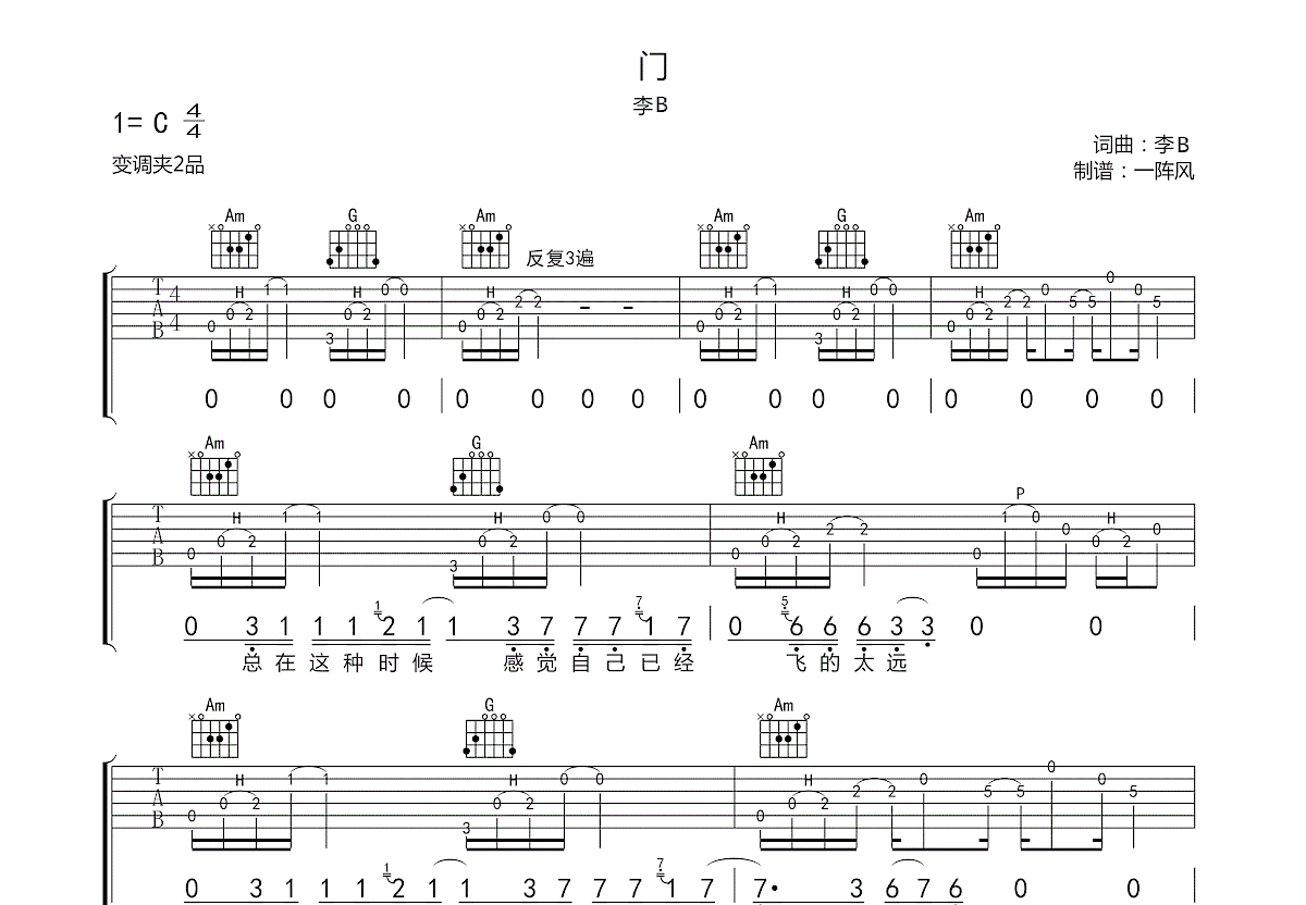 门吉他谱预览图