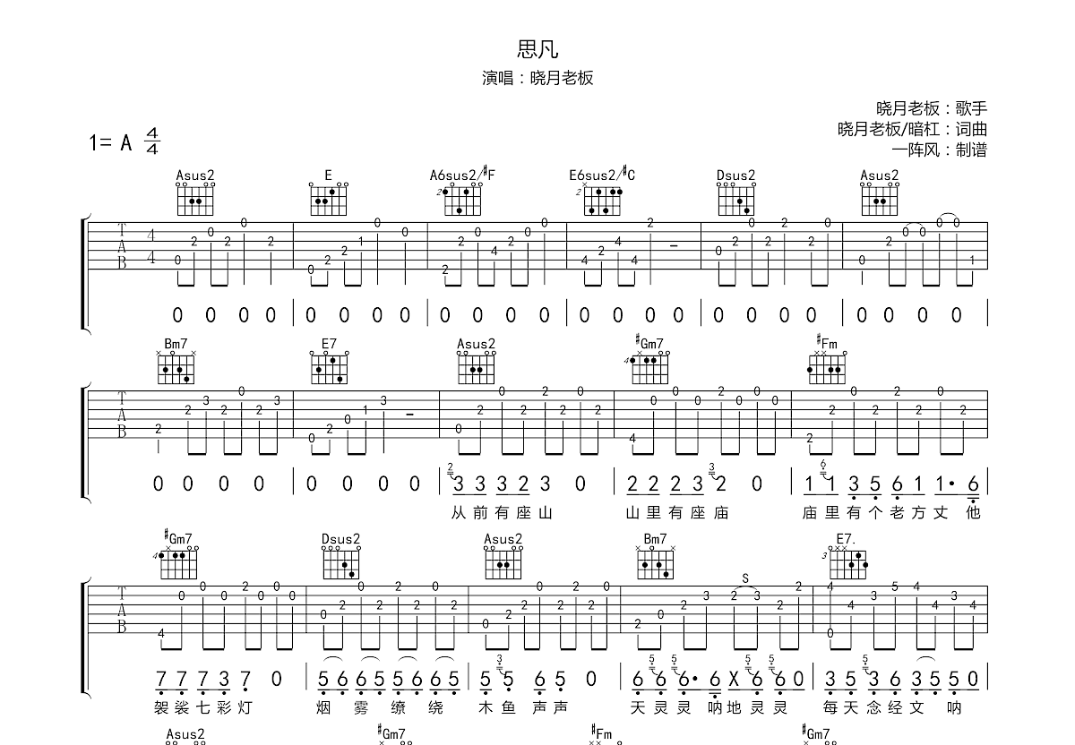 思凡吉他谱预览图