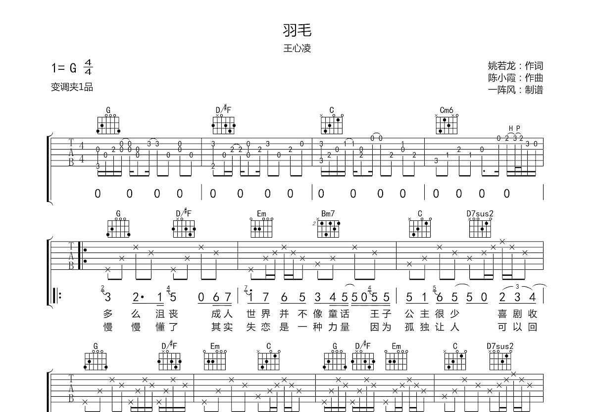 羽毛吉他谱预览图