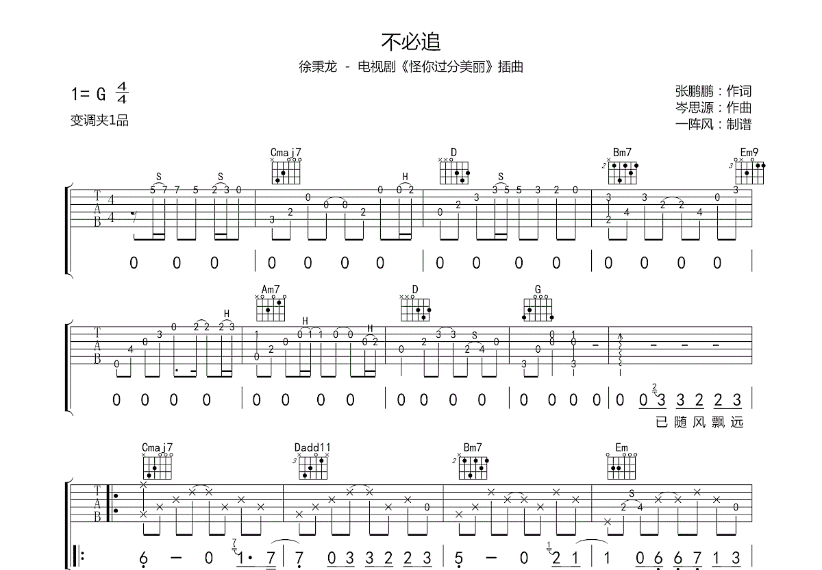 不必追吉他谱预览图